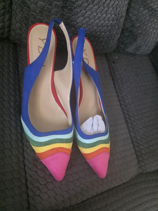 YDN Blue Multicolor Wave Slingback Heels - Picture 5 of 9